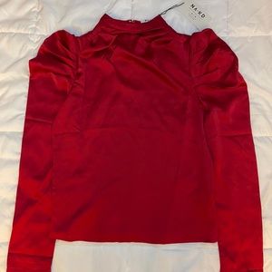 Na-Kd satin puffed sleeve blouse